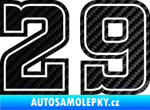 Samolepka Startovní číslo 29 typ 5 3D karbon černý