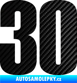 Samolepka Startovní číslo 30 typ 2     3D karbon černý