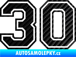 Samolepka Startovní číslo 30 typ 4 3D karbon černý