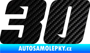Samolepka Startovní číslo 30 typ 6 3D karbon černý