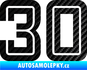 Samolepka Startovní číslo 30 typ 7 3D karbon černý