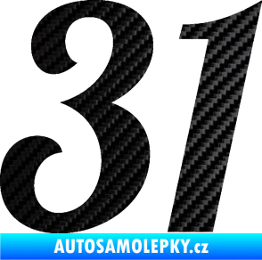 Samolepka Startovní číslo 31 typ 3 3D karbon černý