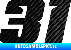 Samolepka Startovní číslo 31 typ 6 3D karbon černý