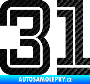 Samolepka Startovní číslo 31 typ 7 3D karbon černý