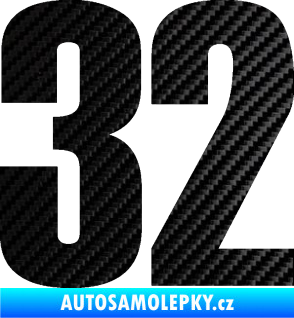 Samolepka Startovní číslo 32 typ 2     3D karbon černý