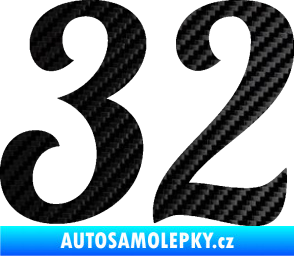 Samolepka Startovní číslo 32 typ 3 3D karbon černý