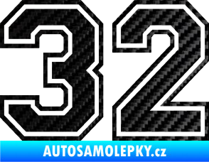 Samolepka Startovní číslo 32 typ 4 3D karbon černý