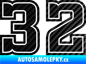 Samolepka Startovní číslo 32 typ 5 3D karbon černý