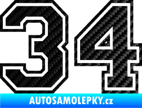 Samolepka Startovní číslo 34 typ 4 3D karbon černý
