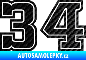 Samolepka Startovní číslo 34 typ 5 3D karbon černý