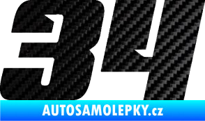 Samolepka Startovní číslo 34 typ 6 3D karbon černý