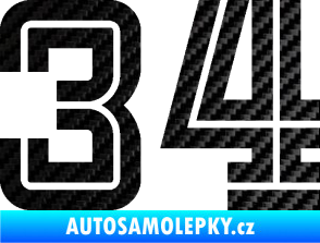 Samolepka Startovní číslo 34 typ 7 3D karbon černý