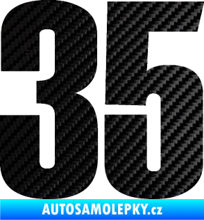 Samolepka Startovní číslo 35 typ 2  3D karbon černý