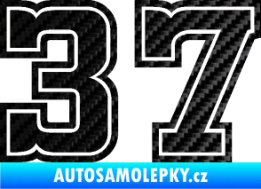 Samolepka Startovní číslo 37 typ 5 3D karbon černý