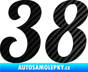 Samolepka Startovní číslo 38 typ 3  3D karbon černý