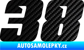 Samolepka Startovní číslo 38 typ 6 3D karbon černý