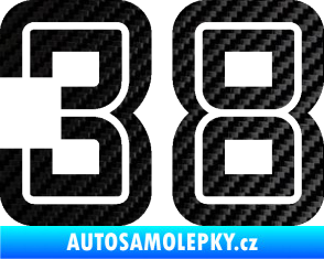 Samolepka Startovní číslo 38 typ 7 3D karbon černý