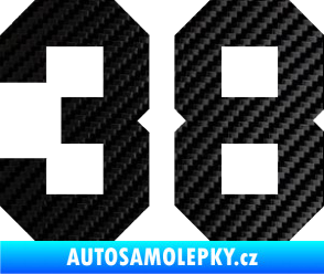 Samolepka Startovní číslo 38 3D karbon černý