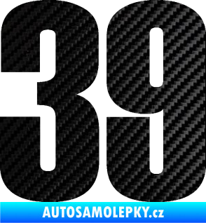 Samolepka Startovní číslo 39 typ 2      3D karbon černý