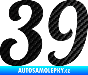 Samolepka Startovní číslo 39 typ 3 3D karbon černý