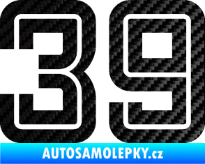 Samolepka Startovní číslo 39 typ 7 3D karbon černý
