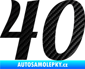 Samolepka Startovní číslo 40 typ 3 3D karbon černý