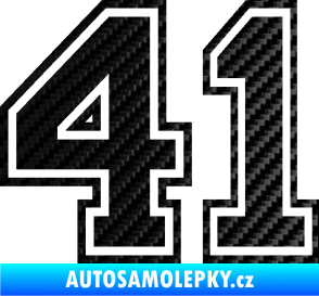 Samolepka Startovní číslo 41 typ 4 3D karbon černý