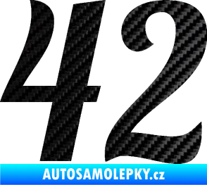 Samolepka Startovní číslo 42 typ 3 3D karbon černý