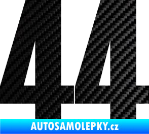 Samolepka Startovní číslo 44 typ 2     3D karbon černý