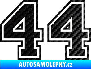 Samolepka Startovní číslo 44 typ 4 3D karbon černý