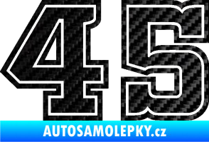 Samolepka Startovní číslo 45 typ 5 3D karbon černý