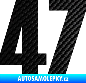Samolepka Startovní číslo 47 typ 2       3D karbon černý