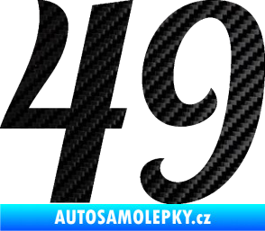 Samolepka Startovní číslo 49 typ 3 3D karbon černý