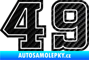 Samolepka Startovní číslo 49 typ 5 3D karbon černý