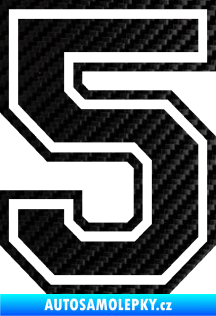 Samolepka Startovní číslo 5 typ 4 3D karbon černý