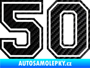Samolepka Startovní číslo 50 typ 4 3D karbon černý