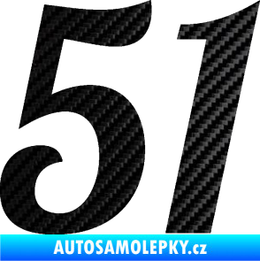 Samolepka Startovní číslo 51 typ 3 3D karbon černý