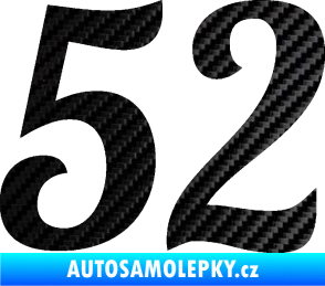 Samolepka Startovní číslo 52 typ 3 3D karbon černý