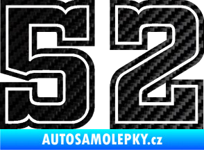 Samolepka Startovní číslo 52 typ 5 3D karbon černý