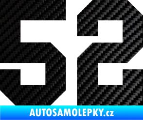 Samolepka Startovní číslo 52 3D karbon černý