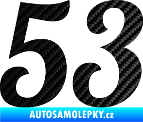 Samolepka Startovní číslo 53 typ 3 3D karbon černý