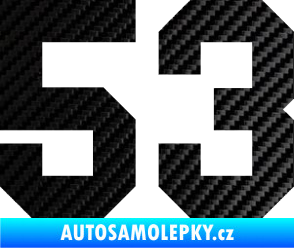 Samolepka Startovní číslo 53 3D karbon černý