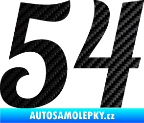 Samolepka Startovní číslo 54 typ 3 3D karbon černý