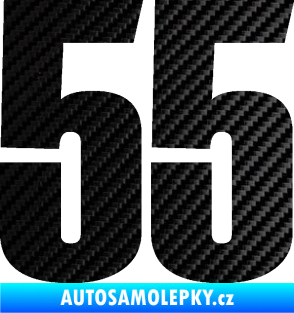 Samolepka Startovní číslo 55 typ 2   3D karbon černý