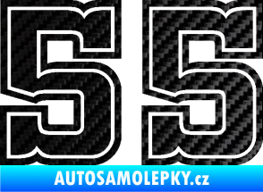 Samolepka Startovní číslo 55 typ 5 3D karbon černý