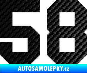 Samolepka Startovní číslo 58 3D karbon černý