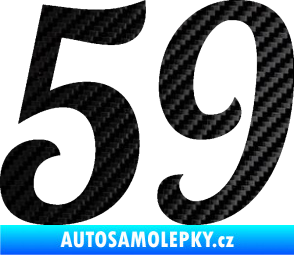 Samolepka Startovní číslo 59 typ 3 3D karbon černý