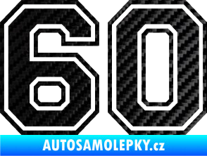 Samolepka Startovní číslo 60 typ 4 3D karbon černý