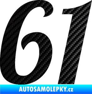 Samolepka Startovní číslo 61 typ 3 3D karbon černý