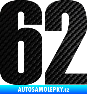 Samolepka Startovní číslo 62 typ 2  3D karbon černý